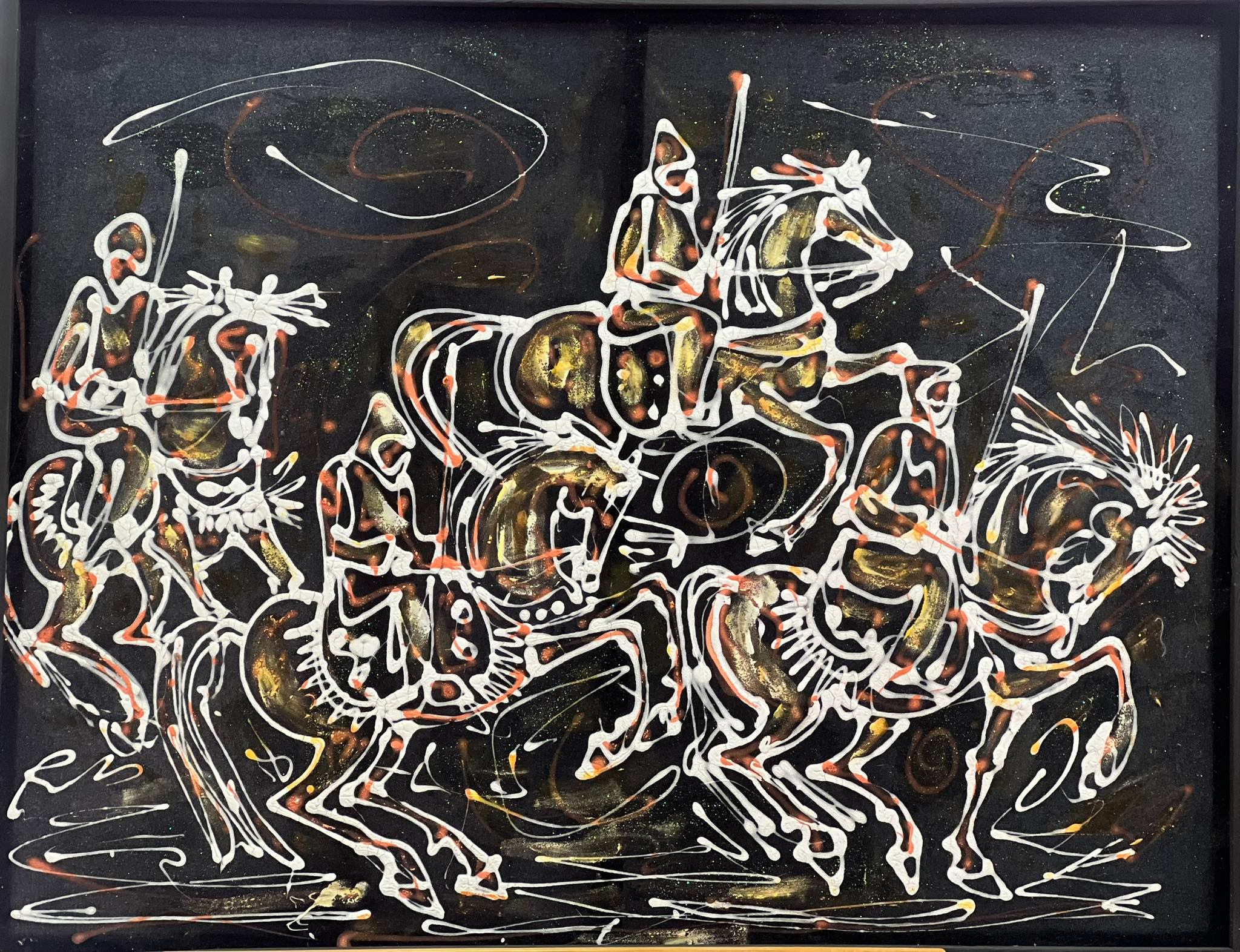 Tableau Abstrait cavaliers marocains