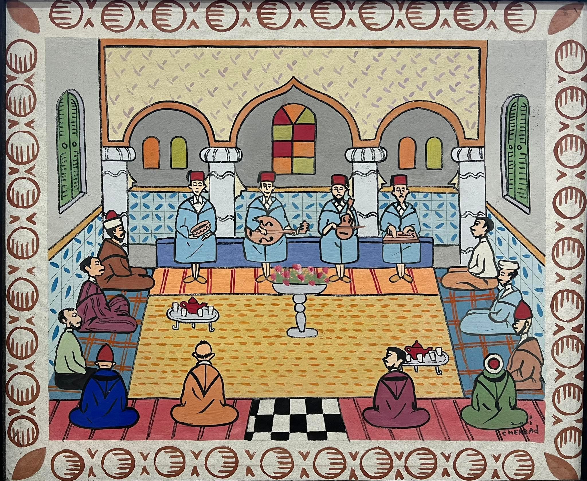 Tableau Scène marocaine musicale intérieure