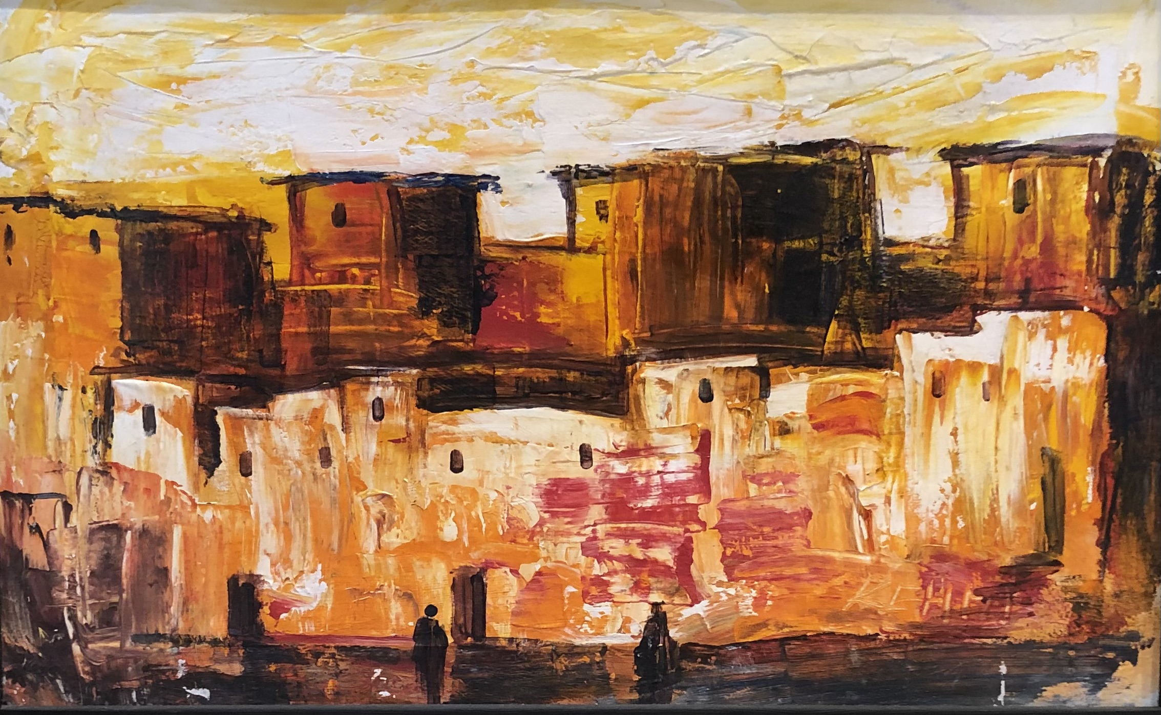 Tableau Abstrait Kasbah ocre