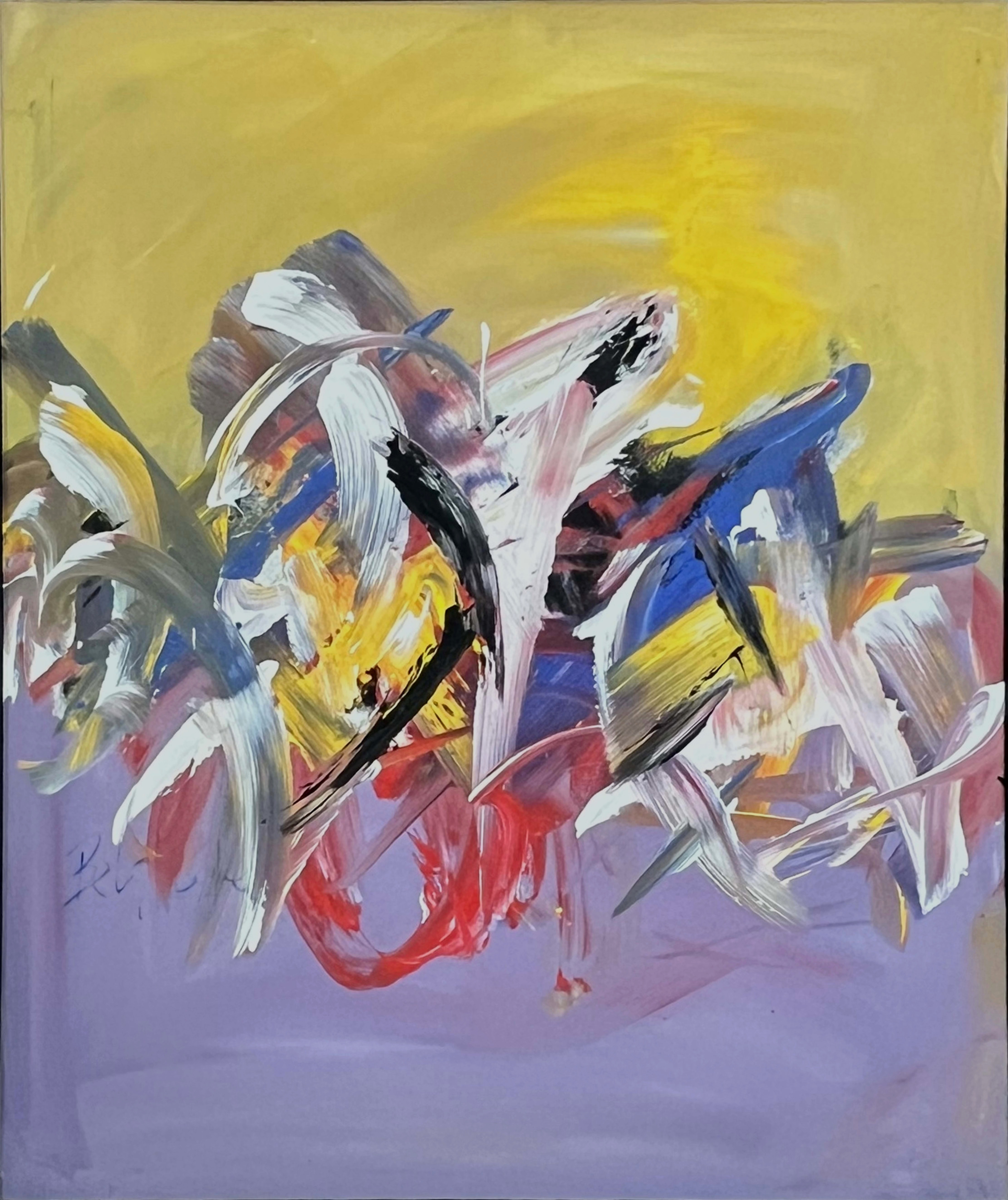 Tableau abstrait marocain - abstraction gestuelle multicolore