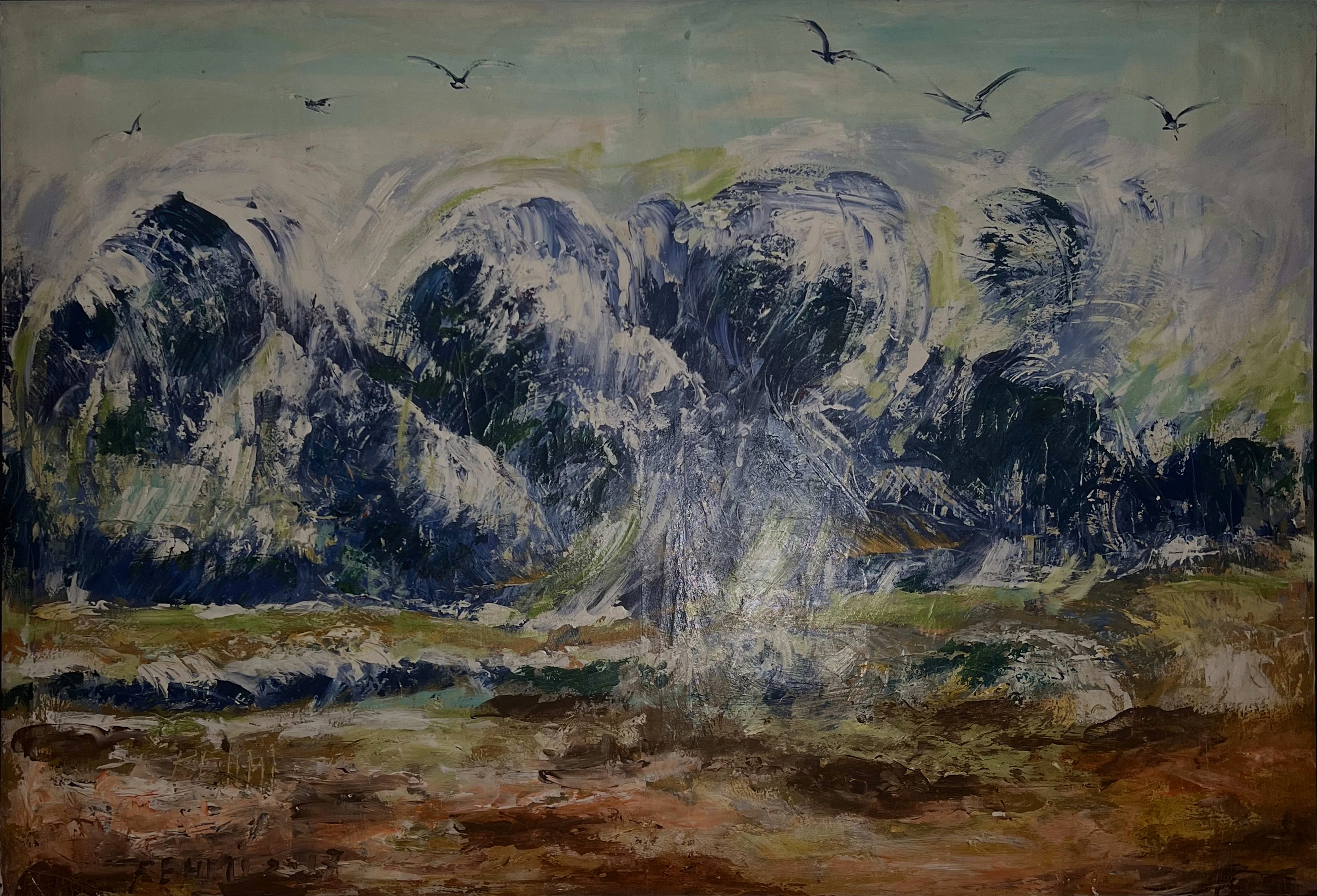 Tableau impressionniste marocain - vagues atlantiques expressionnistes