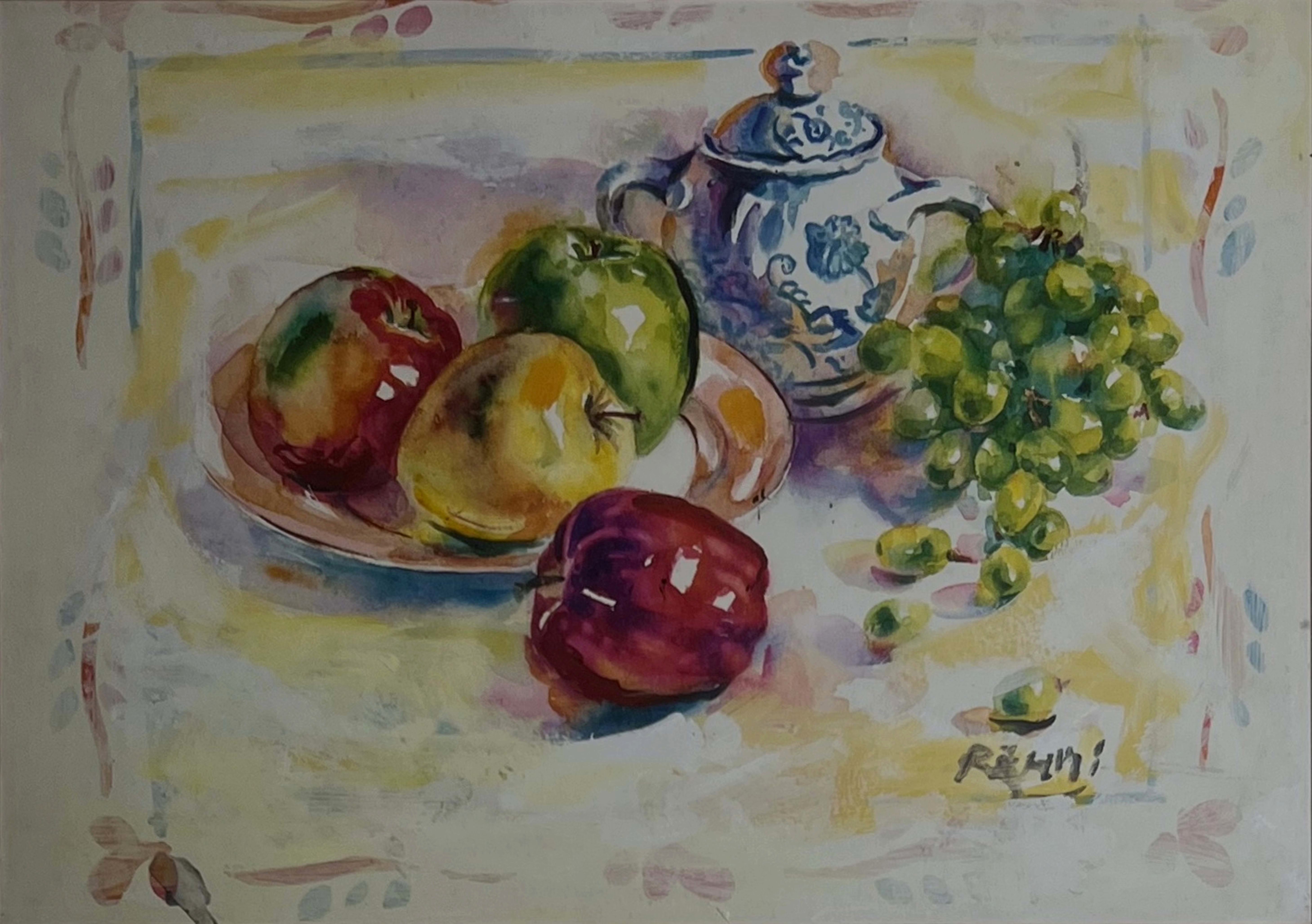Tableau nature morte marocaine - fruits et théière
